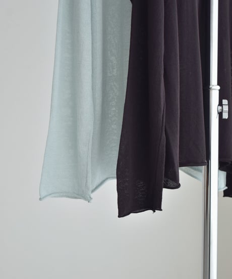knit-02338　シアーニット プルオーバー　ミント　ダークブラウン