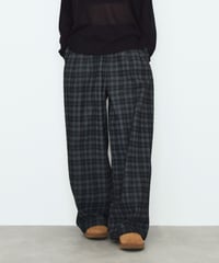 bottoms-02339　チェック タックパンツ　グレー
