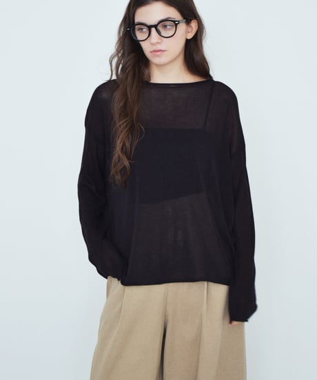 knit-02338　シアーニット プルオーバー　ミント　ダークブラウン