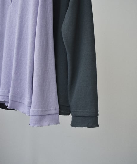 nh-tops-02637　レイヤードライク カットソー　ラベンダー　チャコール