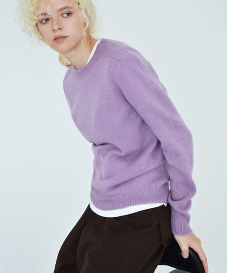 knit-02399　Wool100%  クルーネック ニット　ライトブルー　ブルー　ミント　レッド　ラベンダー　グレー