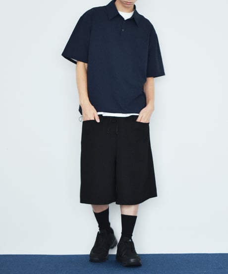 グレーのみ 8月上旬入荷分　予約販売　bottoms-02327U　フロントポケット スウェット ハーフパンツ　グレー　ブラック