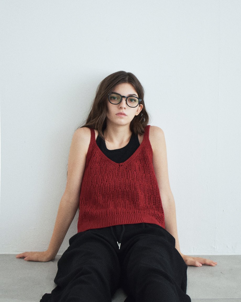 nh-knit-02386 ニットビスチェ レッド オフホワイト グレー ブラック