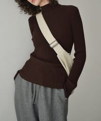 knit-02305　ハイネック リップル ニット　アイボリー　ブラウン　ブラック
