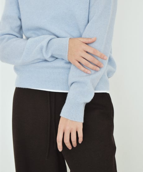 knit-02399　Wool100%  クルーネック ニット　ライトブルー　ブルー　ミント　レッド　ラベンダー　グレー