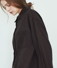 tops-02630　チェック オーバー シャツ　ベージュ　ブラウン