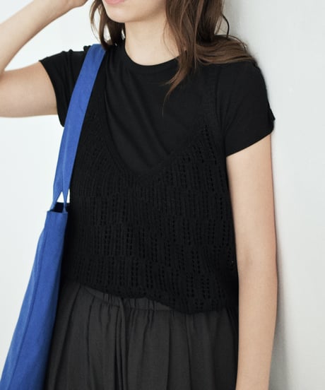 nh-knit-02386　ニットビスチェ　レッド　オフホワイト　グレー　ブラック