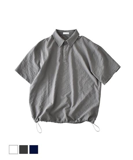 tops-02617U　Seersucker Polo Tops 　White  Charcoal  Navy