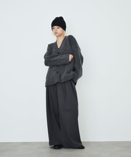 knit-02351　オーバーサイズ ニットカーディガン　エクリュ　グレー