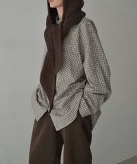 tops-02571　オーバーサイズ チェックシャツ　ベージュ　ネイビー
