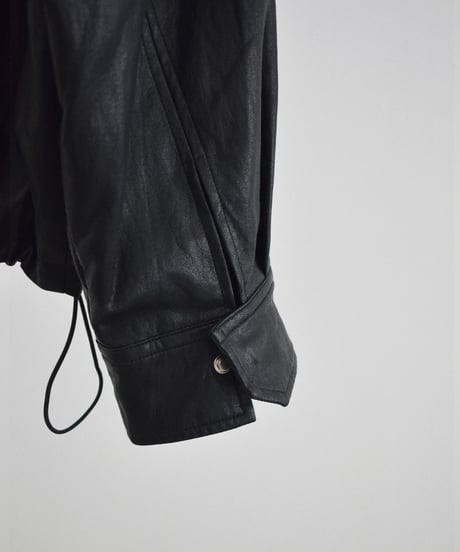 outer-02102　フェイクレザー ジップ ブルゾン　ブラック