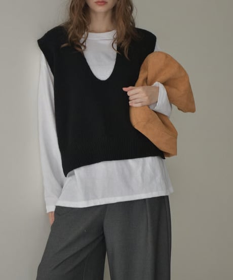 nh-tops-02565　オーバーサイズ ロングスリーブTシャツ　ホワイト　ベージュ　チャコール　ブラック