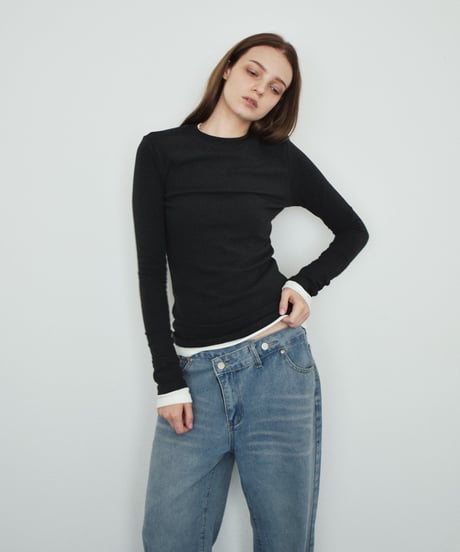 nh-tops-0263　ソフトフィット トップス　グレージュ　ダークグレー　オフホワイト