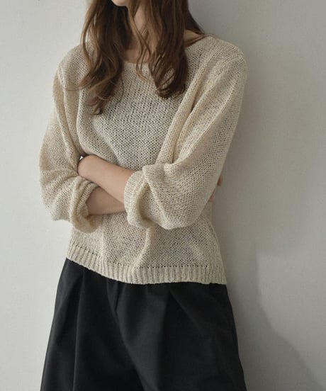 knit-02341　ローゲージ ルーズニット　エクリュ　ブラック