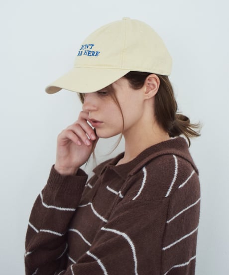 nh-cap-02067U　" I DON'T WORK HERE "  メッセージキャップ　エクリュ　ブルー