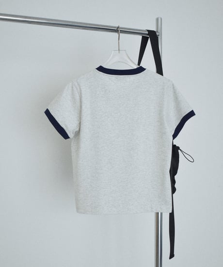 nh-tops-02616　リンガー Tシャツ　杢グレー　ネイビー　レッド