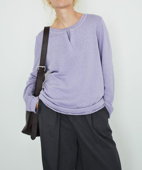 nh-tops-02637　レイヤードライク カットソー　ラベンダー　チャコール