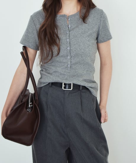 nh-tops-02625　ヘンリーネック コンパクトTee　オフホワイト　グレー　ネイビー