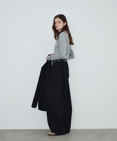 bottoms-02266U　タックコクーン ワイドパンツ　エクリュ　モカベージュ　ブラック