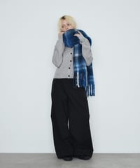 knit-02395　クルーネック ハイゲージニット カーディガン　グレー　ブラック