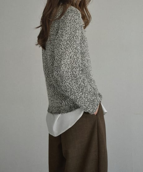 knit-02341　ローゲージ ルーズニット　エクリュ　ブラック