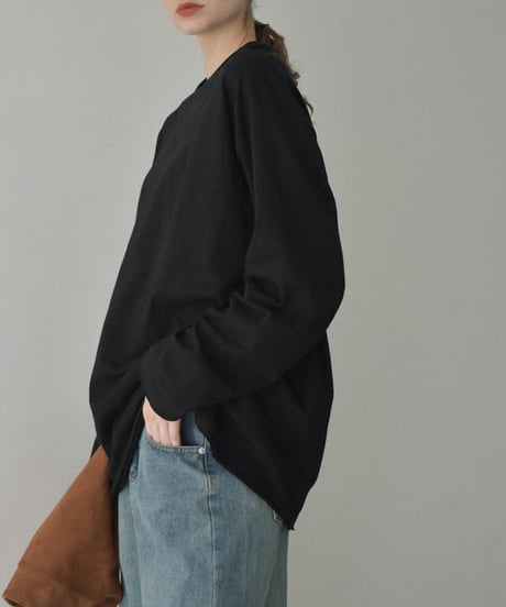 nh-tops-02565　オーバーサイズ ロングスリーブTシャツ　ホワイト　ベージュ　チャコール　ブラック
