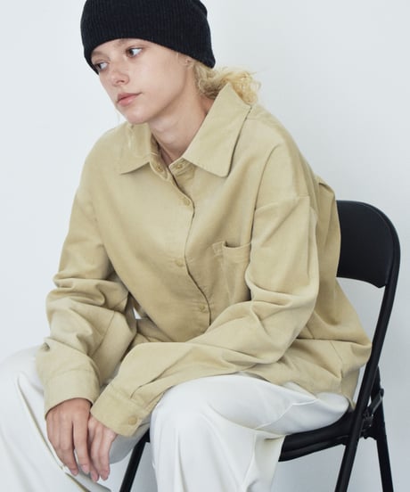 tops-02634　コーデュロイ オーバー シャツ　ベージュ　カーキ