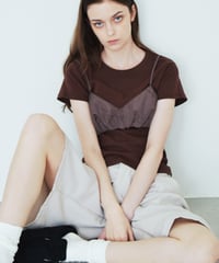 nh-tops-02623　コンパクト フィット Tシャツ　ホワイト　ブラウン