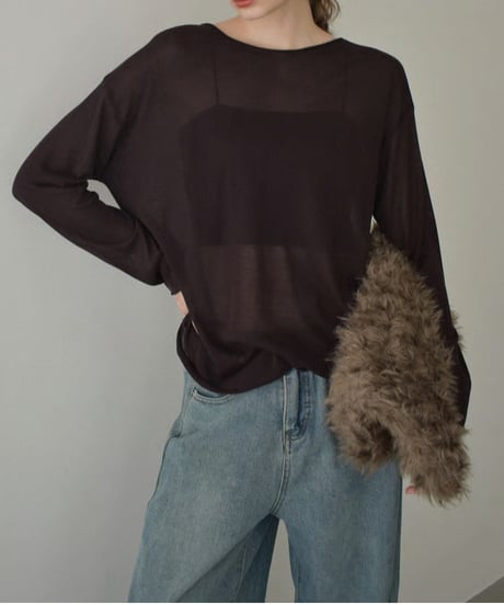 knit-02334　ルーズ シアーニット　ブラウン　ネイビー