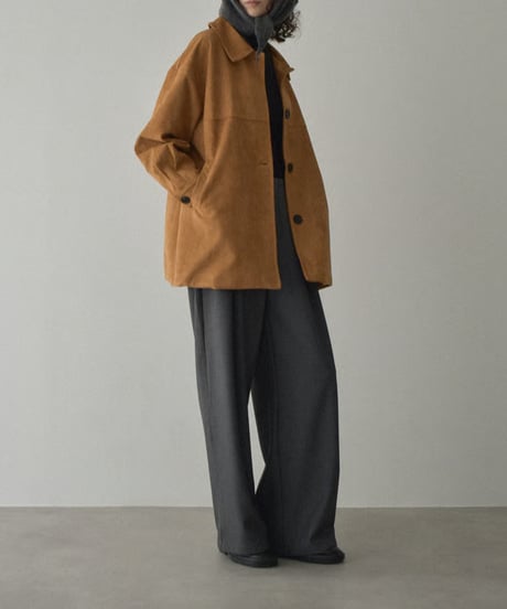 jacket-02024　フェイクスエード ミディアウター　キャメル　ブラウン