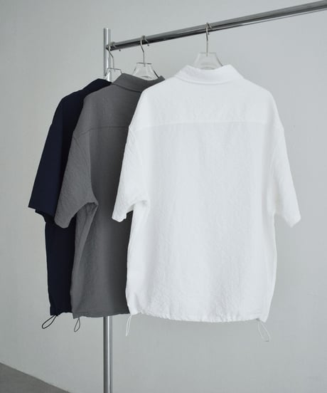 tops-02617U　シアサッカー ポロ トップス　ホワイト　チャコール　ネイビー