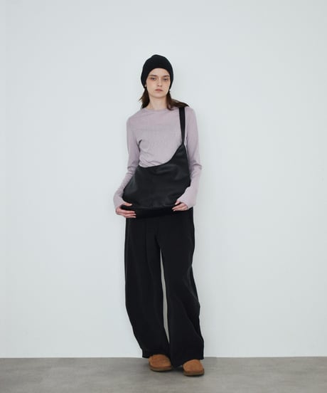 nh-tops-02632　カットオフ ロングスリーブ トップス　ライラック　グレー　ブラック