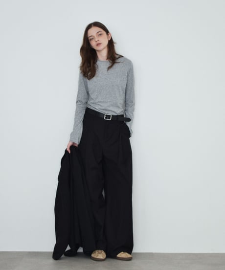 nh-tops-02632　カットオフ ロングスリーブ トップス　ライラック　グレー　ブラック
