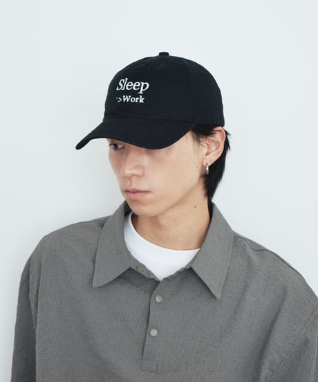 nh-cap-02066U 　" Sleep>Work "　メッセージ キャップ　チャコール　ネイビー　ブラック