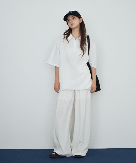 tops-02617U　シアサッカー ポロ トップス　ホワイト　チャコール　ネイビー