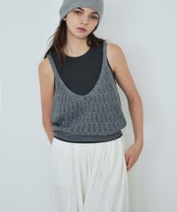 nh-knit-02386　ニットビスチェ　レッド　オフホワイト　グレー　ブラック