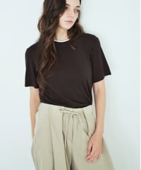 nh-tops-02626　ソフトタッチ バイカラー Tシャツ　ブラウン　ネイビー