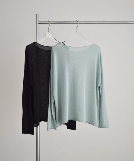 knit-02338　シアーニット プルオーバー　ミント　ダークブラウン