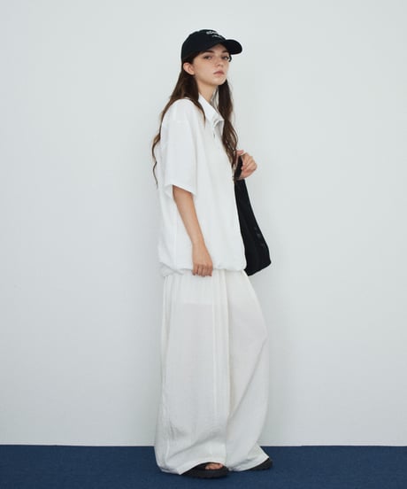 tops-02617U　シアサッカー ポロ トップス　ホワイト　チャコール　ネイビー