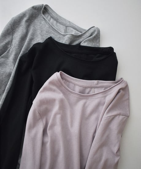 nh-tops-02632　カットオフ ロングスリーブ トップス　ライラック　グレー　ブラック