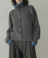 knit-02349　バイカラー 2wayネック ニット　グレー　ブラウン