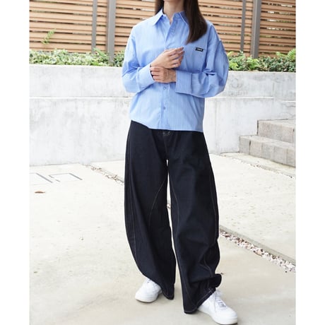 Three-quarter sleeve striped shirt
