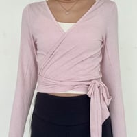 Wrap Tie Long Sleeve Top（Pink)