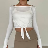 Tie Front Sheer Top（White）