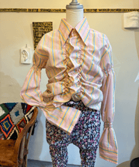 ORIGINAL "wonder" SHIRRING 70s STRIPE SHIRT (NW260808)