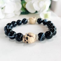 【即納可能！】ドクロブレスレット（黒メノウ）　[ 大友窯SKULL ]
