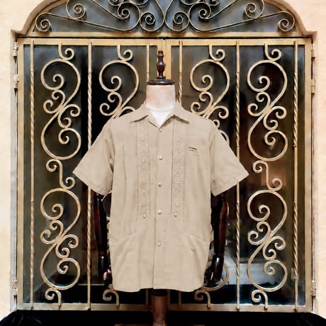 【ご注文日より１年以内にお届け】【受注生産】【半袖】【 ESG-01S-KH 】【 S/S GUAYABERA 】【 REJILLADA 】【 KHAKI 】【 カーキ 】
