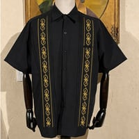 【9月下旬】【予約商品】【半袖】【 ESGS-11S-BG 】【 S/S GUAYABERA】【BLACK x GOLD】 【黒 x 金】