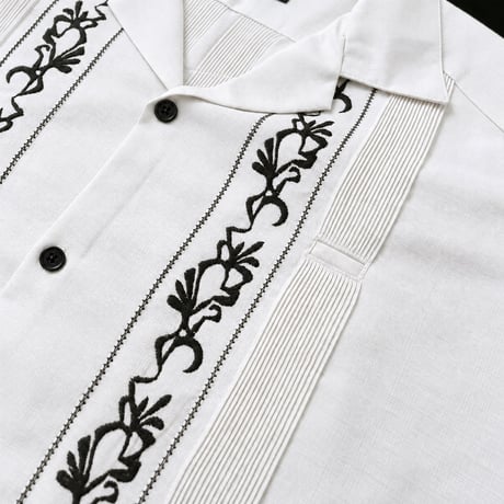 【ご注文日より１年以内にお届け】【受注生産】【ESG-20S-WB】【REJILLADA 】【S/S GUAYABERA】【WHITExBLACK】 【白x黒】