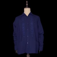 【ESG-20L-N】【REJILLADA 】【L/S GUAYABERA】【NAVY】 【紺】